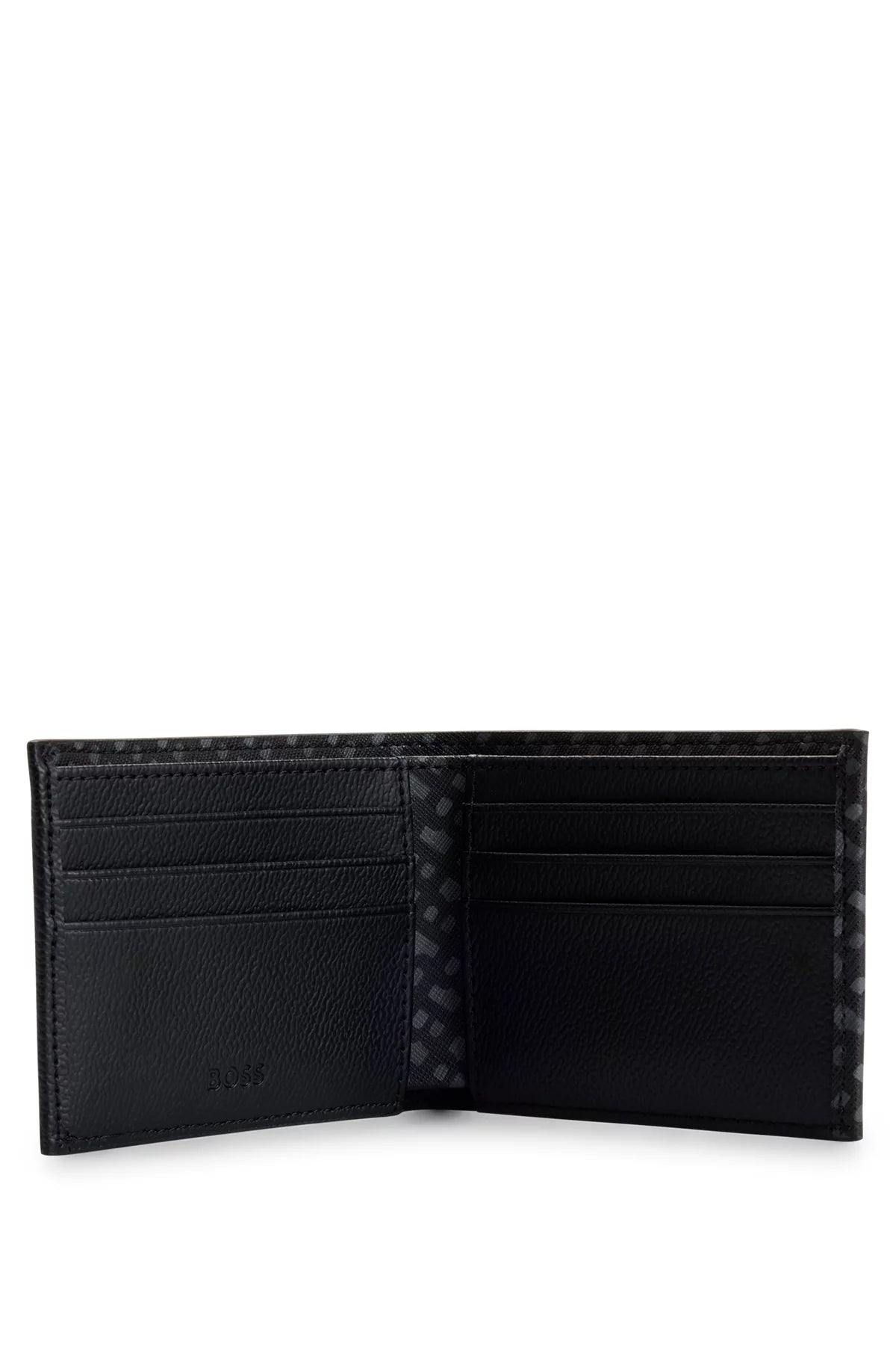 765 - HUGO BOSS Monogram-panel wallet with silver-foil logo