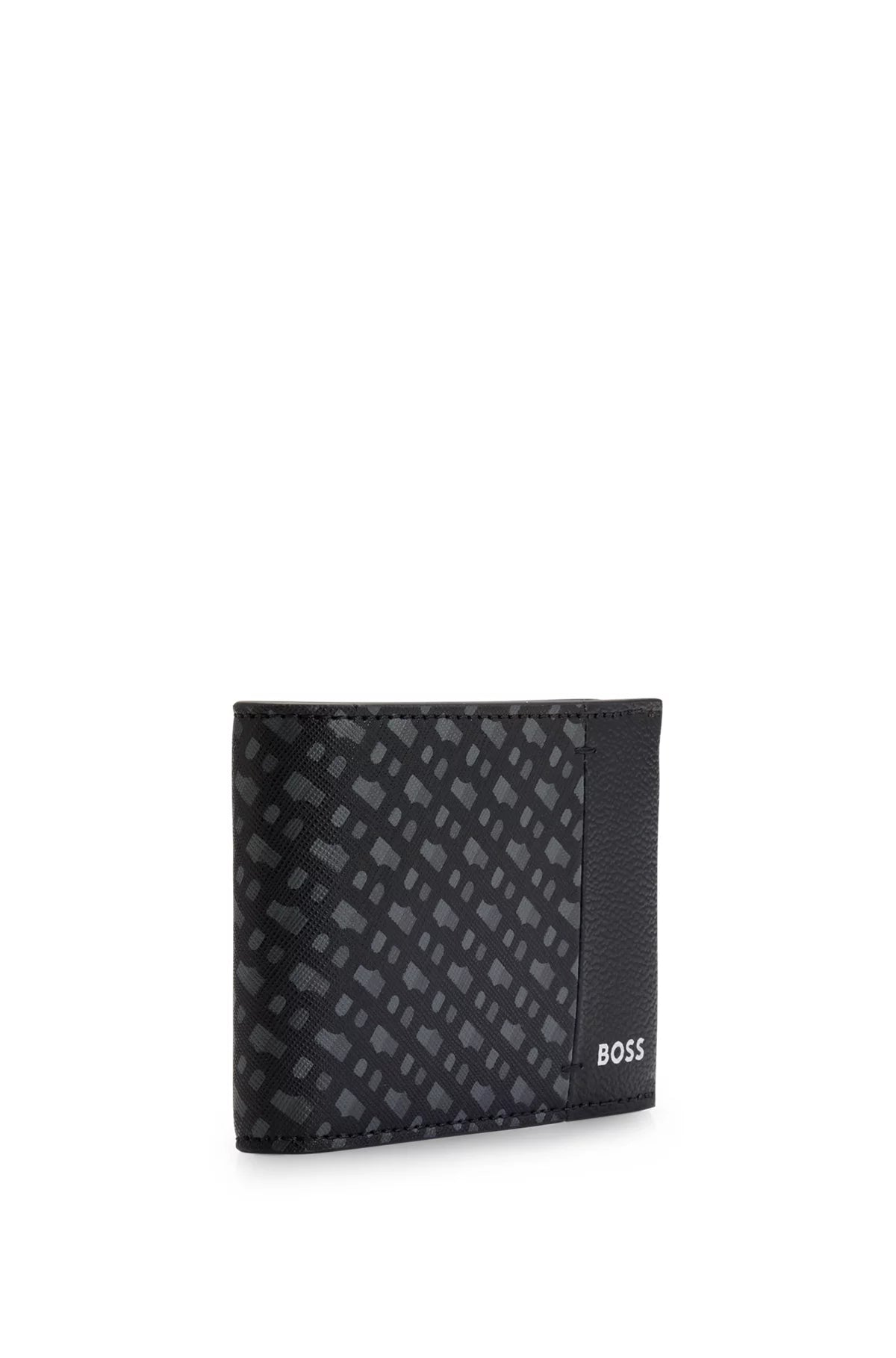 765 - HUGO BOSS Monogram-panel wallet with silver-foil logo