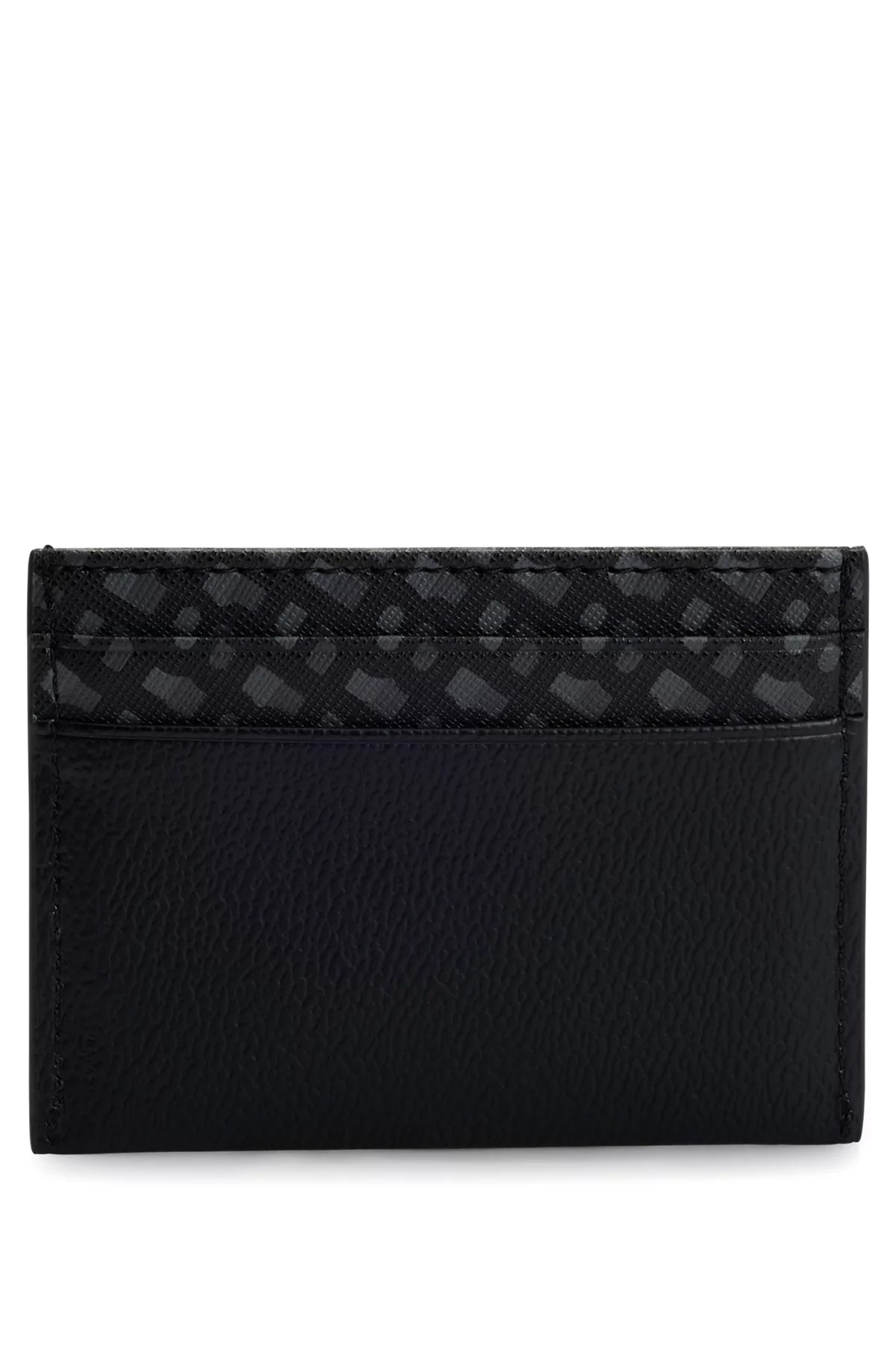 766 - HUGO BOSS Monogram-panel card holder with silver-foil logo