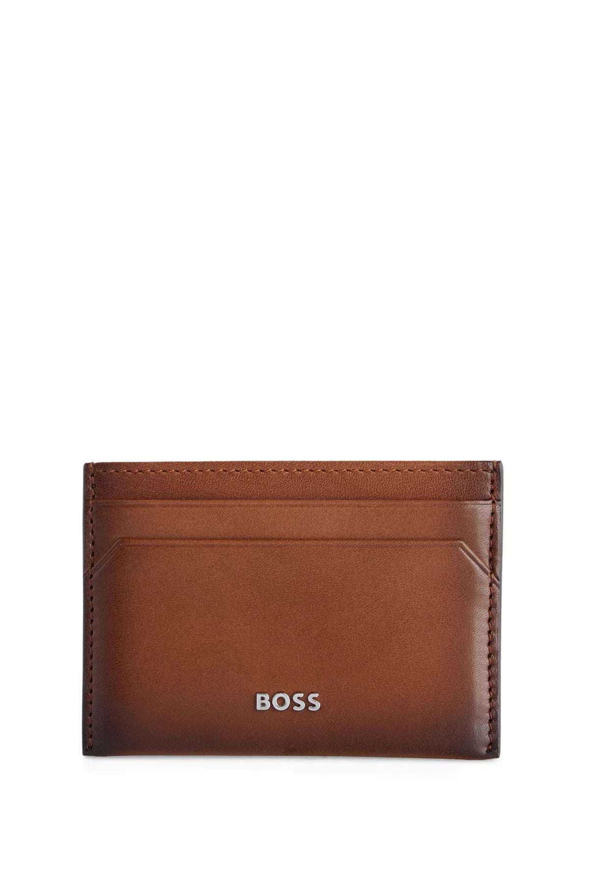 768 - HUGO BOSS Leather card holder with logo lettering