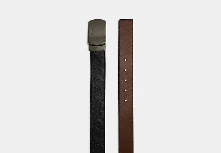 970 - SOBRE PEDIDO - COACH Plaque Buckle Cut To Size Reversible Belt, 38 Mm