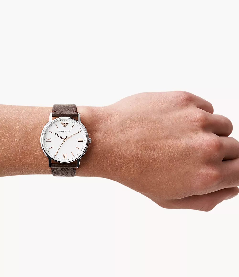 39 - ENTREGA INMEDIATA - Emporio Armani Men's Three-Hand Brown Leather Watch